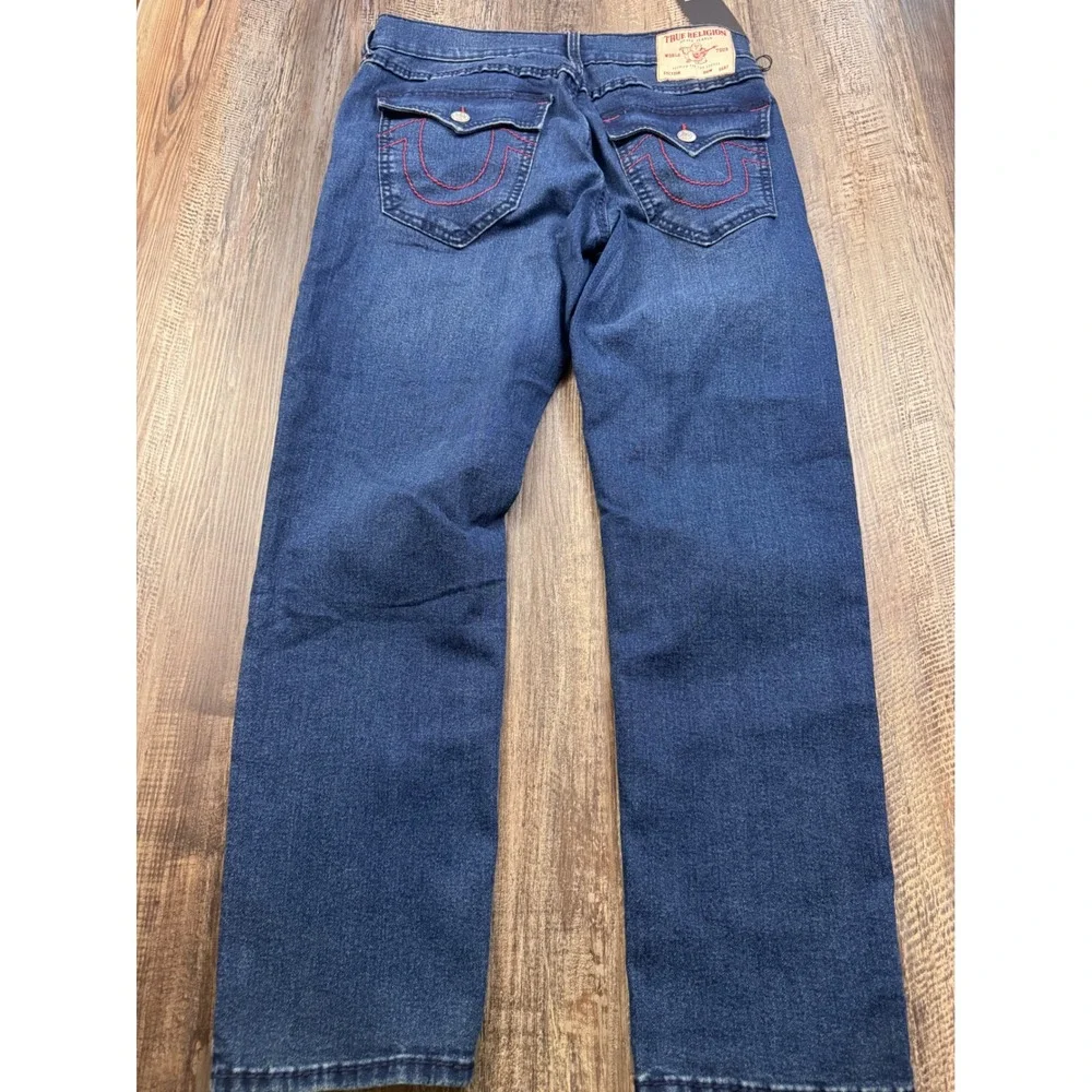True Religion Geno Big T Flap Slim Jeans Mens 34 Dark Shivering Wash 701182